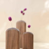Set van 3 handgemaakte decohouten enkelstengelvazen, een esthetisch cadeau voor kunst- en natuurliefhebbers