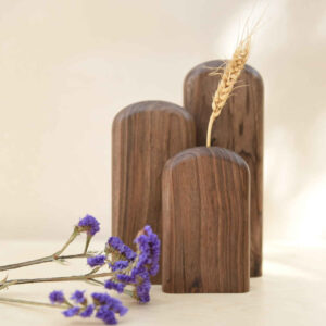 Handgemaakte Decoratieve Houten Vaasje – Aesthetic Set van 3