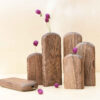 Set van 3 handgemaakte decohouten enkelstengelvazen, een esthetisch cadeau voor kunst- en natuurliefhebbers