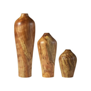 Houten Vazen Melanie – Rustiek Massief Hout (Set van 3)