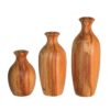 Set van 3 handgemaakte decohouten vazen van massief natuurlijk hout met Roya-ontwerp voor elegante styling