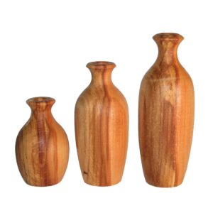 Houten Vazen Roya – Handgemaakt Massief Hout (Set van 3)