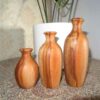 Set van 3 handgemaakte decohouten vazen van massief natuurlijk hout met Roya-ontwerp voor elegante styling