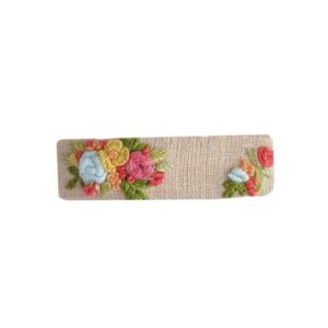 Snap Haarclip Set – Rechthoekig Cream met Bloemen (2x)