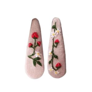 Snap Haarclip Set – Druppelvorm Roze met Aardbei