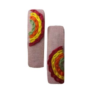 Snap Haarclip Set – Rechthoekig Roze met Regenboog