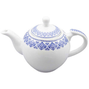 Porseleinen Serveerkan in Wit met Intricate Motief – Hima
