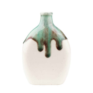 Handgemaakte Decoratieve Single Stem Pottery Vaas – Blauw Druipglazuur