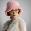 Dames Pluizige Faux Fur Bucket Hat – Model Patchwork