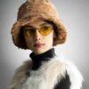 Dames Pluizige Faux Fur Bucket Hat – Model Patchwork