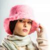 Dames Faux Fur Bucket Hat – Model Eenvoudig Roze