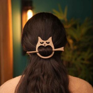 Houten Haarstok Handgesneden met Uil
