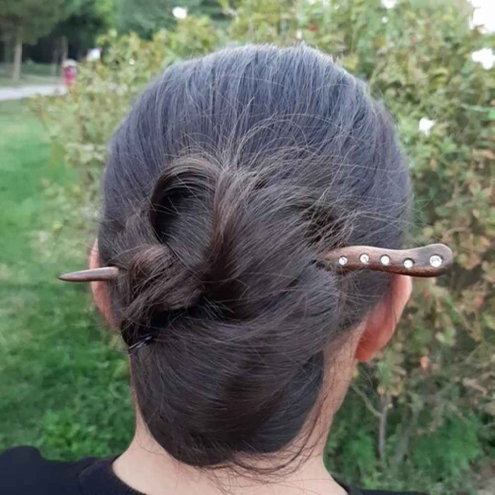 Houten Haarstok Handgemaakt Gebogen voor Lang Haar