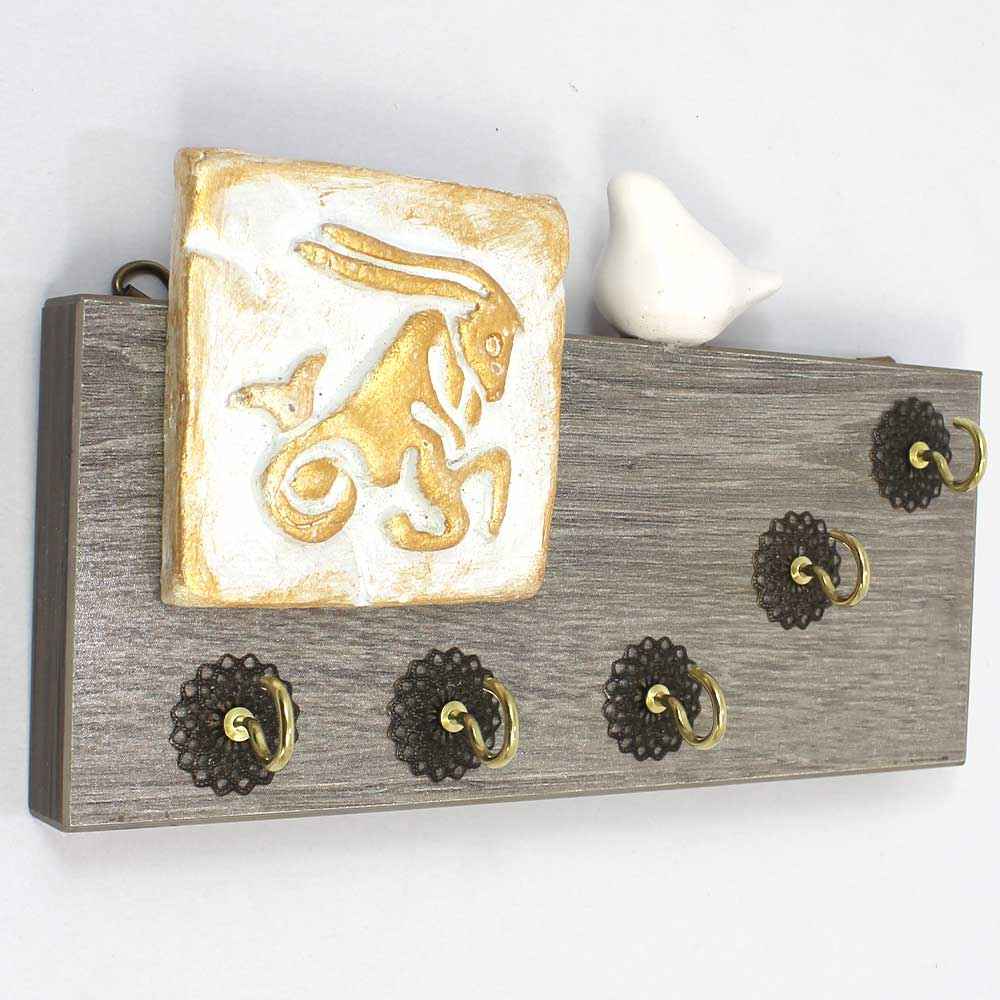 Decoratieve & Handgemaakte Wand Sleutelhouder Model Geit