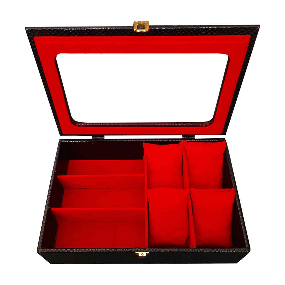 Luxe Bordeaux Horlogedoos met Zonnebrillenvak