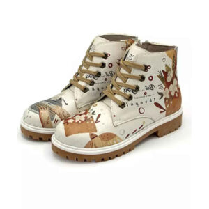 Graffiti Print Enkellaars voor Dames – Synthetisch Leer & Lage Hak Roper