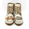 Graffiti Print Enkellaars voor Dames – Synthetisch Leer & Lage Hak Roper