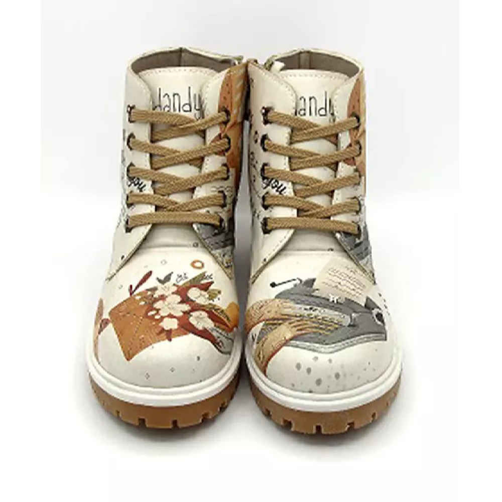 Graffiti Print Enkellaars voor Dames – Synthetisch Leer & Lage Hak Roper