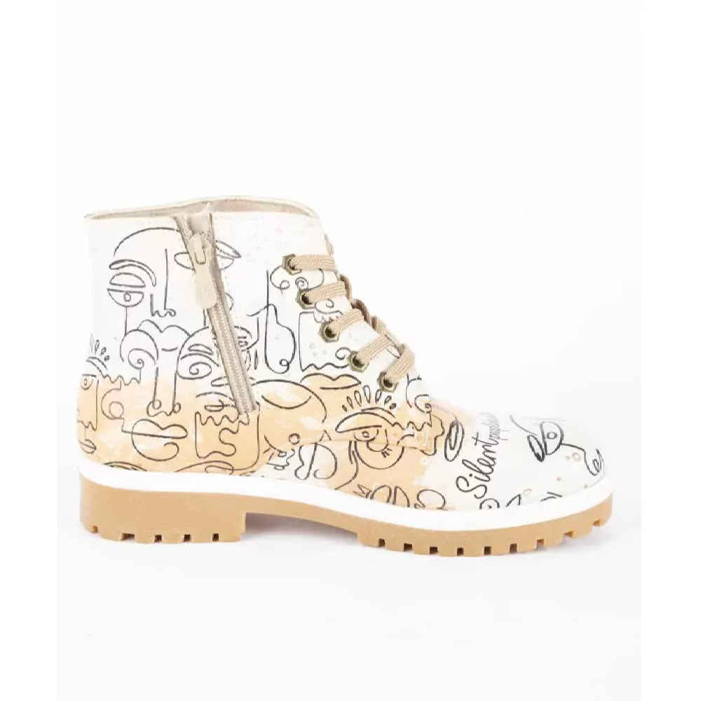 Graffiti Print Enkellaars voor Dames – Ronde Neus Stijl