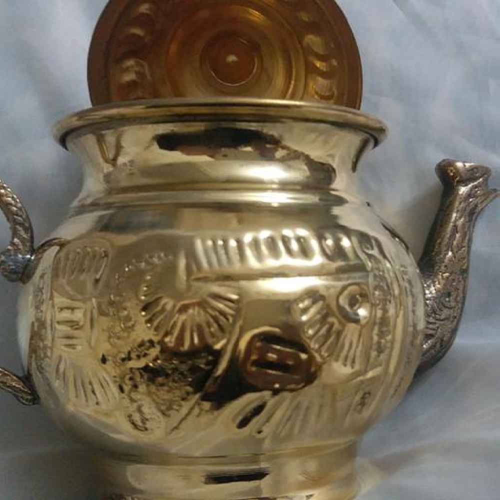 Perzische Messing Theepot – Handgemaakt met Elegant Geëtst Design Art