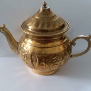 Perzische Messing Theepot – Handgemaakt met Elegant Geëtst Design Art