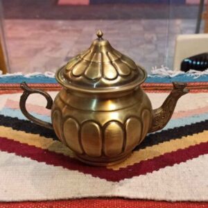 Perzische Messing Theepot – Handgemaakt met Elegant Geëtst Design Lined