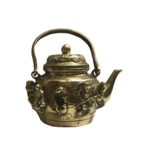 Perzische Messing Theepot – Handgemaakt met Elegant Bloemmotief Gang