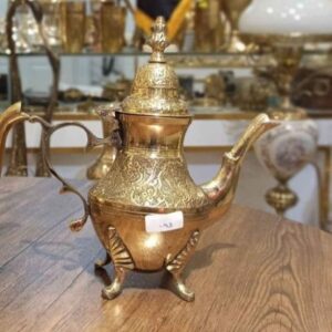 Messing Theepot Hand-Gegraveerd – Elegant Geëtst Design Chic