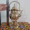 Messing Theepot & Warmer Hand-Gegraveerd – Elegant Geëtst Design Goud