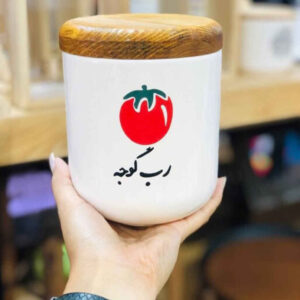 Keramische Bewaarpot voor Tomatenpuree met Houten Deksel