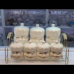 Keramische Opbergpot – Stijlvol voor Koffie, Thee & Meer, Geëmbosseerd Emilia