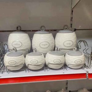 Keramische Opbergpot – Stijlvol voor Koffie, Thee & Meer, Geëmbosseerd Mastaneh