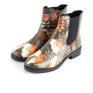 Graffiti Print Chelsea Laarzen – Synthetisch Leer met Bloemenpatroon
