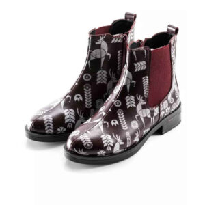 Graffiti Print Chelsea Laarzen – Synthetisch Leer met Hertpatroon