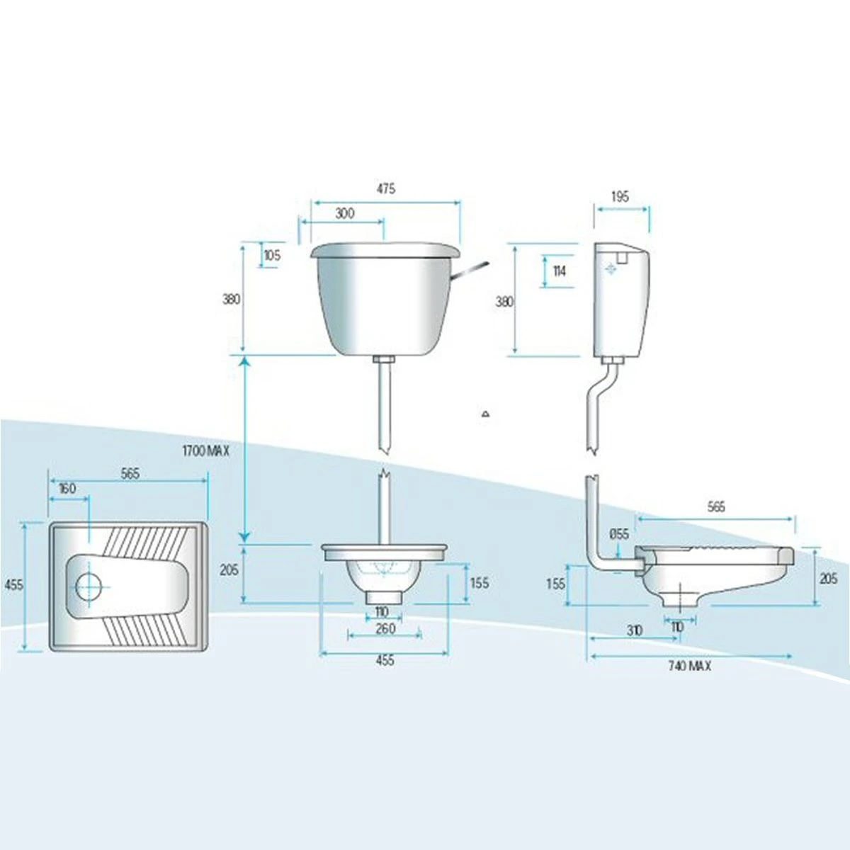 Mariana Hurktoilet Spoelreservoir – Waterbesparend 6L