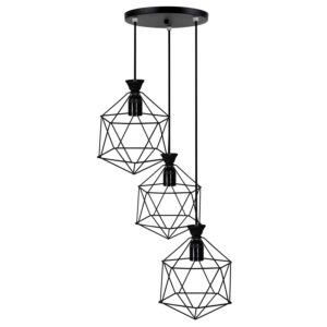 Metalen Cluster Hanglamp Diamant – Geometrisch Zwart
