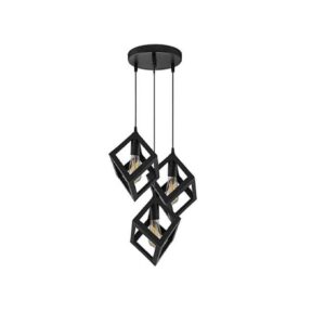 Metalen Cluster Hanglamp Kubus – 3-Lichts Zwart