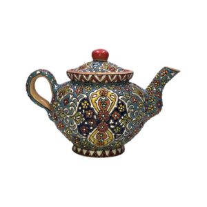 Decoratieve Aardewerk Theepot met Intricate Minakari Emaille Techniek
