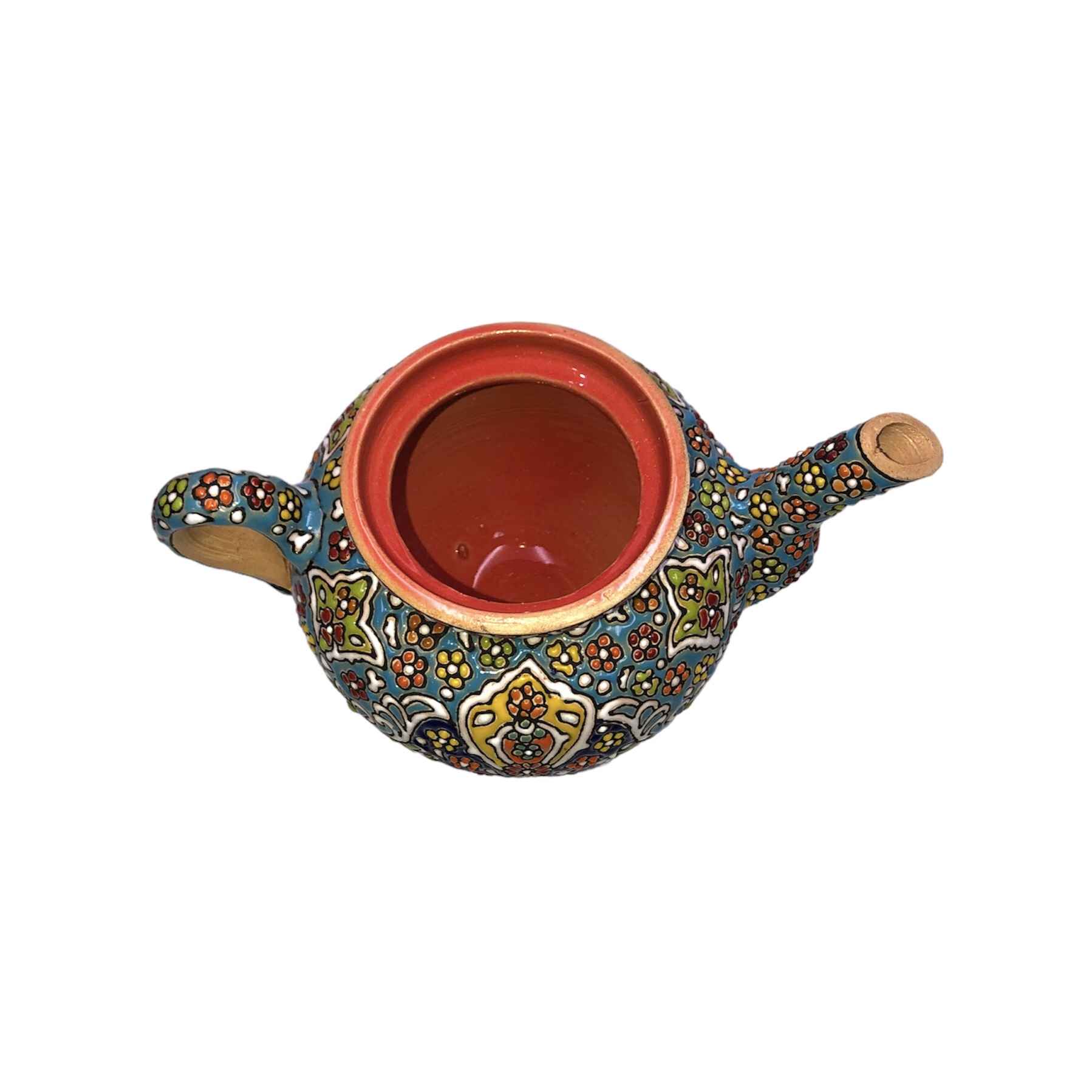 Decoratieve Aardewerk Theepot met Intricate Minakari Emaille Techniek