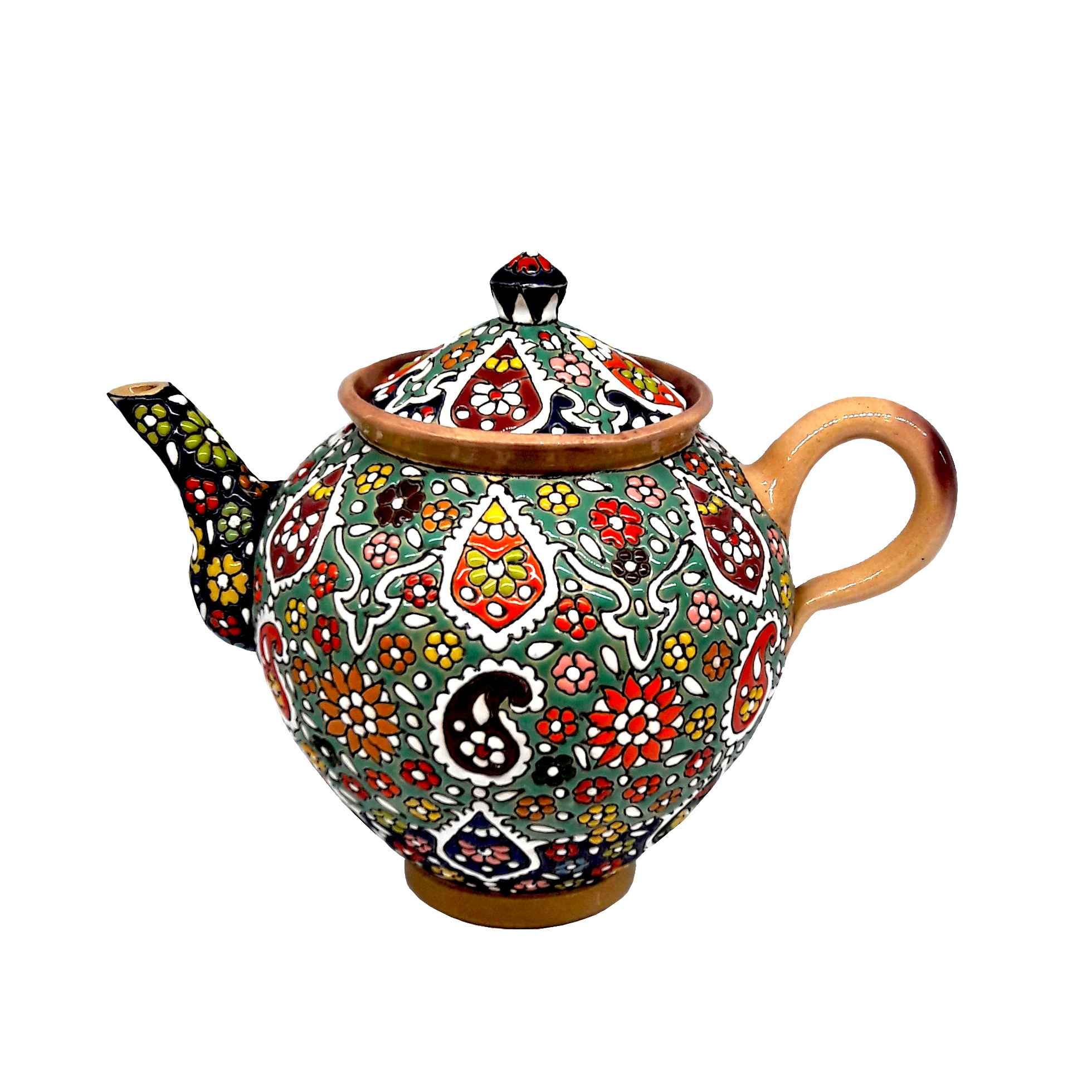 Decoratieve Aardewerk Theepot met Intricaat Paisley Emaille Design