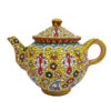 Decoratieve Aardewerk Theepot met Geel Emaille Design
