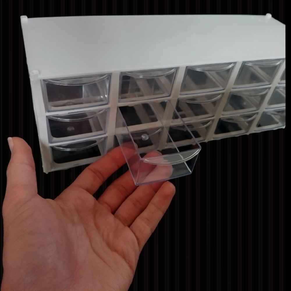 Plastic Lade-opbergdoos met 15 Vakjes & 3 Rijen