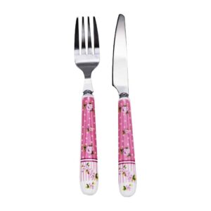Bestekset Mes & Vork met Keramisch Handvat – Model Floral
