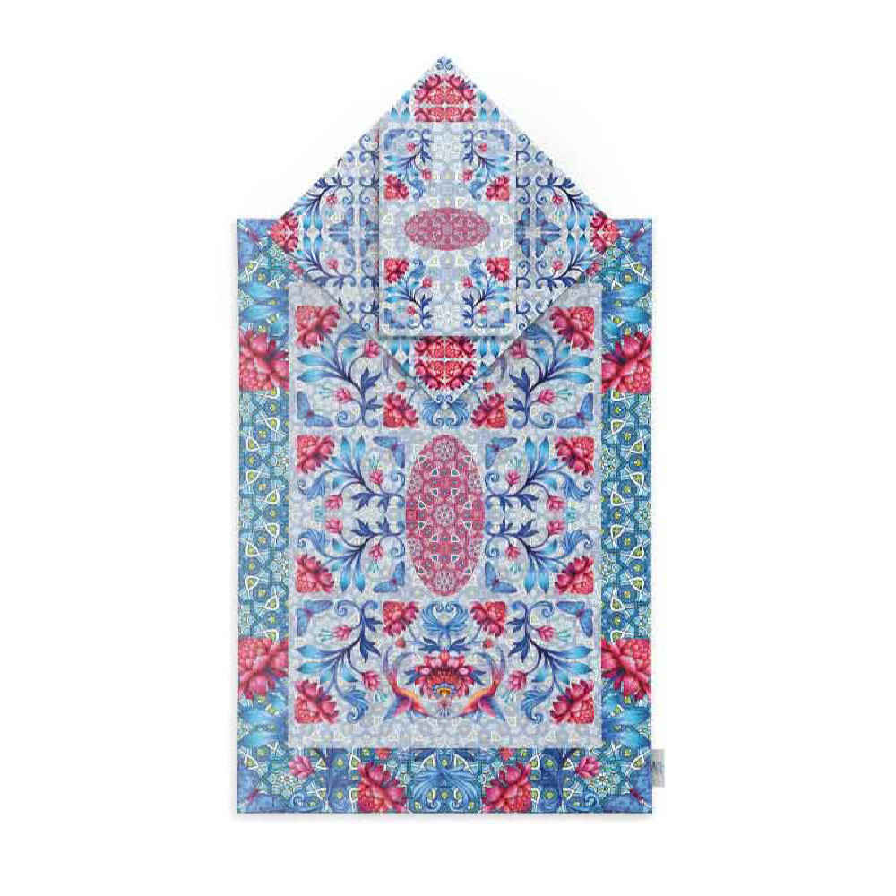 Islamitische Gebedsmat Fluweel Sajadah met Bloemen- & Vlinderpatroon