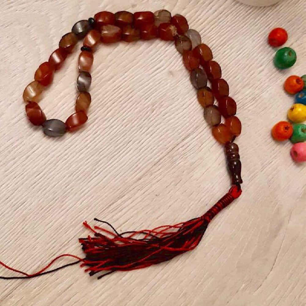 Islamitische Sulemani Hakik Rozenkrans – 33 Gebedskralen Tasbih Rood
