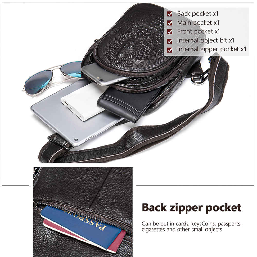Leren Schoudertas met Band – Polyester Katoenen Voering