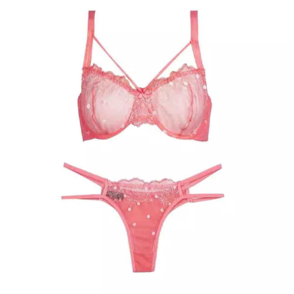 Tweedelige Kanten Lingerieset – Lila Mesh