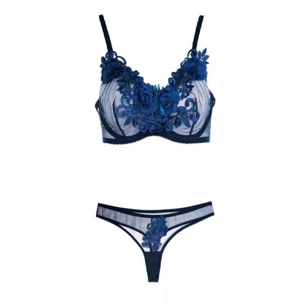 Sexy Zwarte Lingerieset – Guipure Kant Bloemen