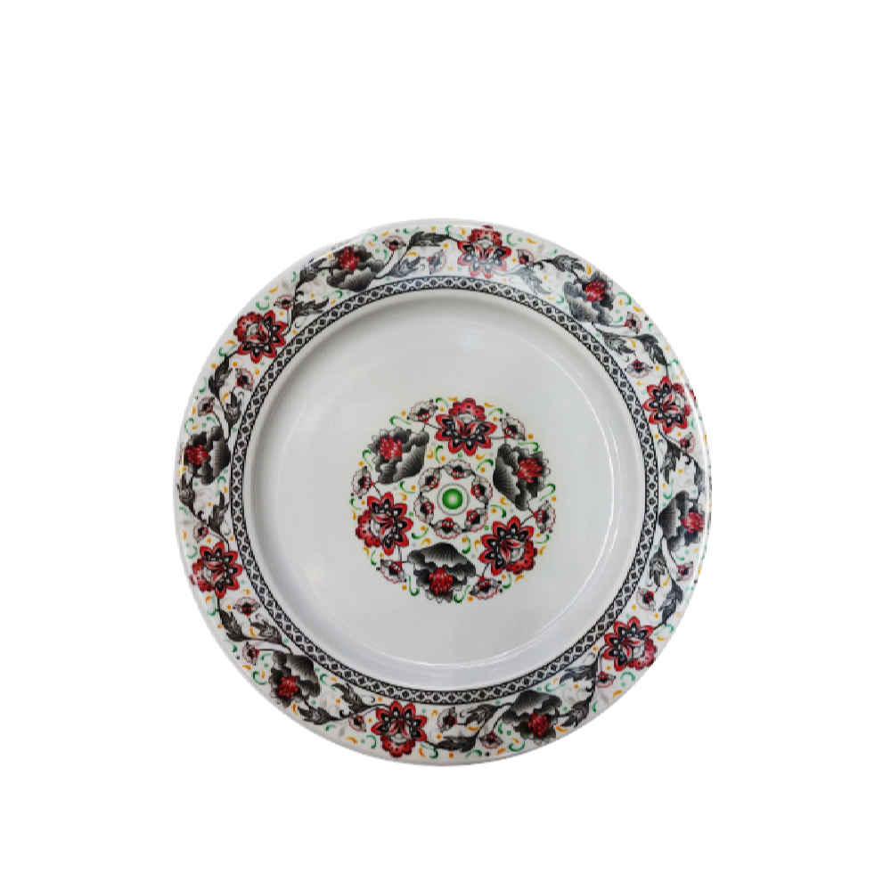 Witte Melamine Serviesset – Bloemmotief (Set van 6)