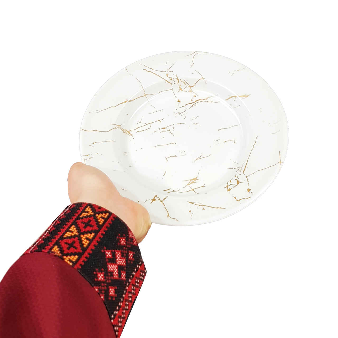 Witte Melamine Bordenset – Marmerontwerp (Set van 6)